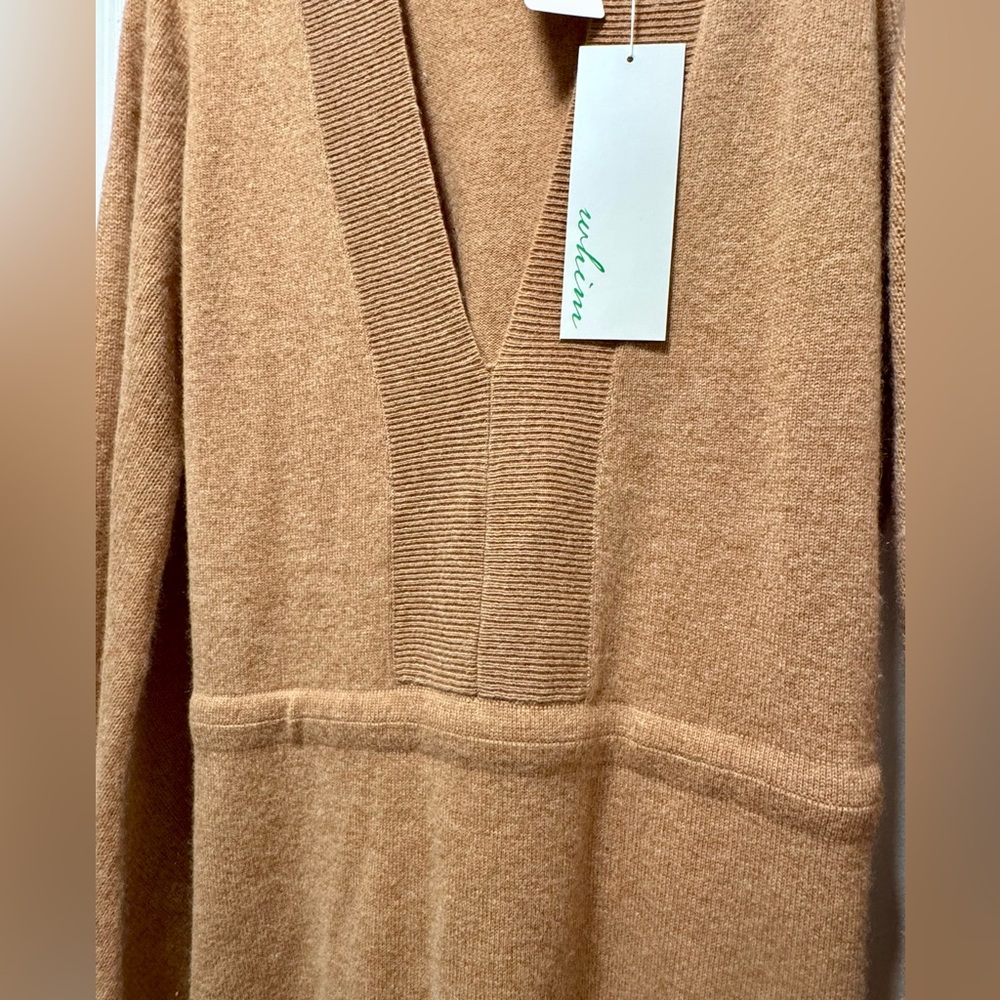 100% Cashmere Tan Long Sleeve Sweater Dress w/Belt - Picture 7 of 10